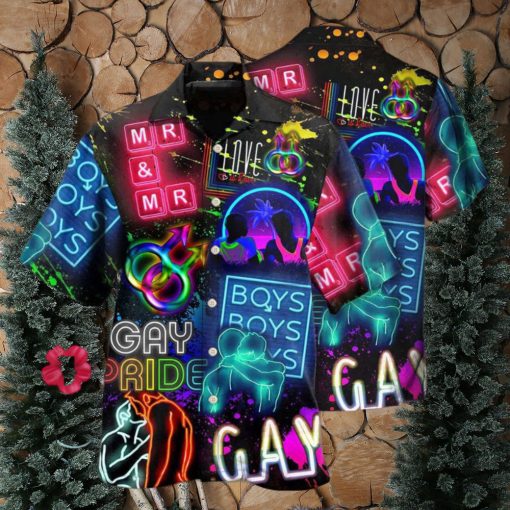 Beach Shirt Lgbt Gay Neon Art Gay Pride Hawaiian Shirt