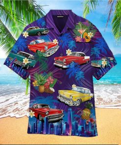 Beach Sunset with Classic Cars Aloha Hawaiian Shirt