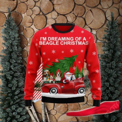 Beagle And Red Truck Ugly Christmas Sweaters Special Gift For Men And Women