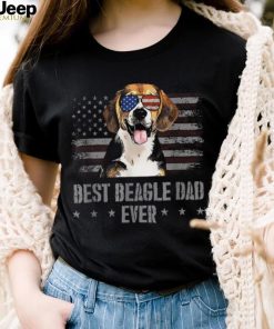 Beagle Best Dog Dad Ever Retro Usa American Flag Shirt