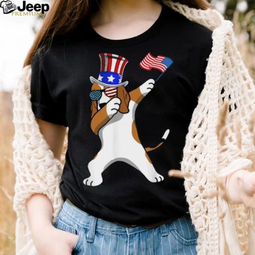 Beagle Dabbing Dog Dad 4th Of July Shirt