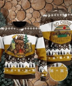 Bear Beer Ugly Christmas Sweater Campfire Yellow Wool Xmas