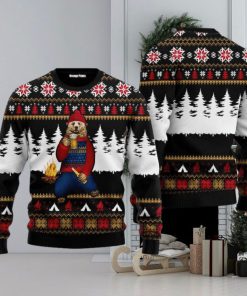 Bear Campfire Full Printing Ugly Xmas Sweater