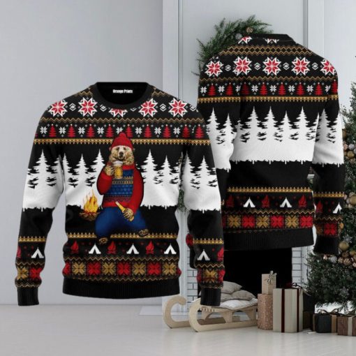 Bear Campfire Full Printing Ugly Xmas Sweater