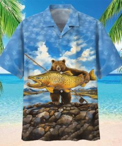 Bear Goes Fishing In The Sea Hawaiian Aloha Shirts