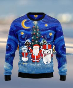 Bear Santa Penguin Full Printed Ugly Wool Sweater