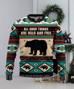 Bear Wild And Free Christmas 3D Printed Ugly Christmas Sweater