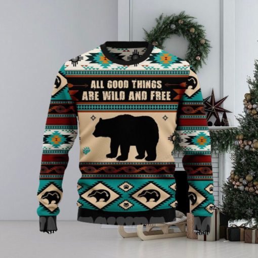 Bear Wild And Free Christmas 3D Printed Ugly Christmas Sweater