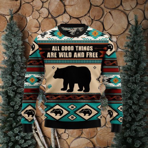 Bear Wild And Free Ugly Christmas Sweater Gift Men Women