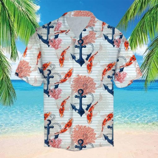 Beautiful Koi Fish And Anchor Hawaiian Shirt