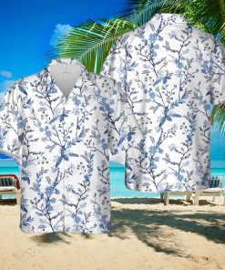 Beautiful florals on blue shade seamless Hawaiian Shirt