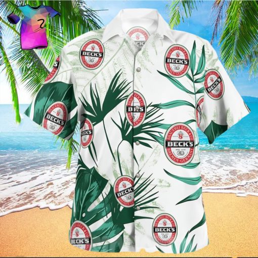 Beck s Brewery Logo All Over Print Hawaiian Shirt   White