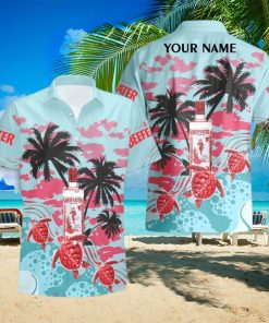 Beefeater Gin Turtles Palm Tree Hawaiian Shirt And Shorts Custom Name Special Summer Gift