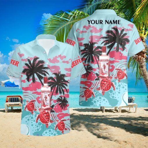 Beefeater Gin Turtles Palm Tree Hawaiian Shirt And Shorts Custom Name Special Summer Gift