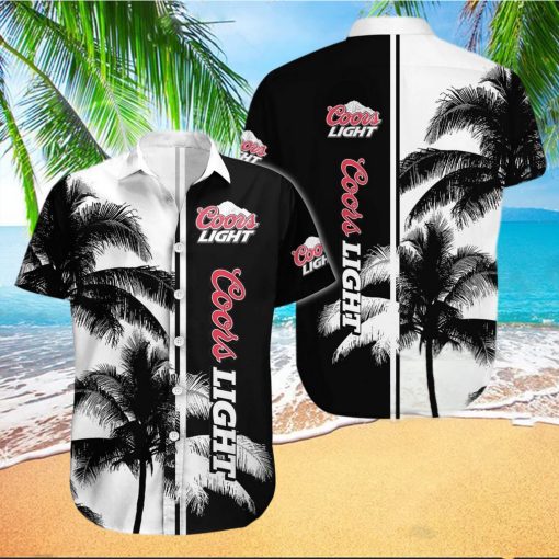 Beer Coors Light Hawaiian Shirt Aloha Shirt Black And White