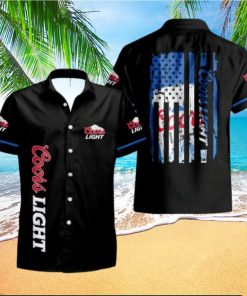 Beer Coors Light Hawaiian Shirt US Flag In The Dark Beer Lovers Gift