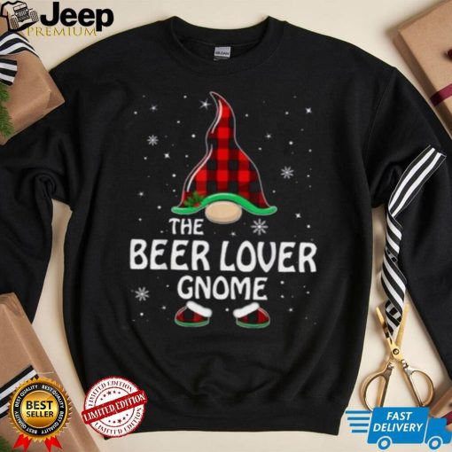 Beer Lover Gnome Buffalo Plaid Matching Family Christmas Shirt