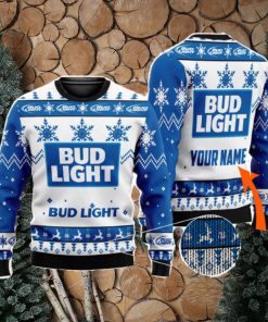 Beer Lover Personalized Name Bud Light Beer 3D All Over Printed Christmas Ugly Sweater Men And Women Gift