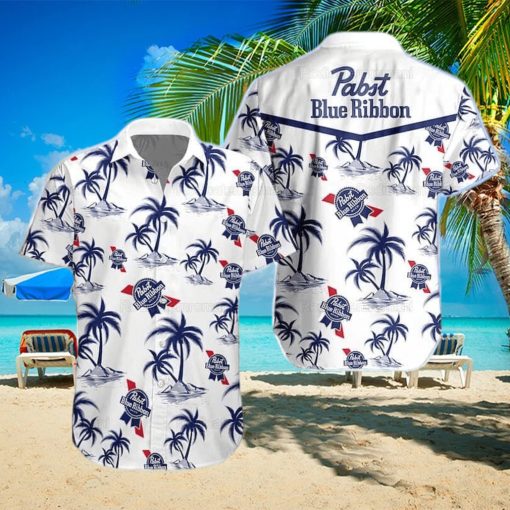 Beer Pabst Blue Ribbon Hawaiian Shirt Aloha Shirt Island Pattern Gift For Beer Drinkers