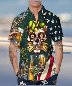 Beer Skull Us Flag Hawaiian Shirt This Trend