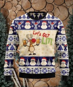 Beer Ugly Christmas Sweater Let’s Get Lit Xmas