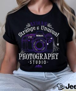 Beetlejuice Lydia’s Strange and Unusual Photography Studio logo shirt