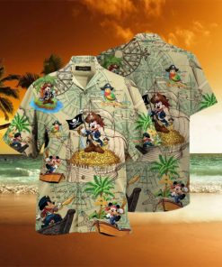 Beige Mickey & Mimi Hawaiian Shirt