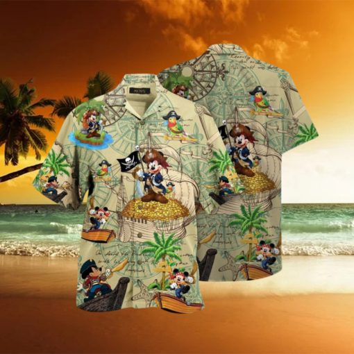 Beige Mickey & Mimi Hawaiian Shirt