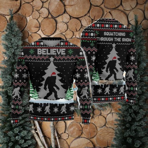 Believe Big Feet Character Ugly Christmas Sweater