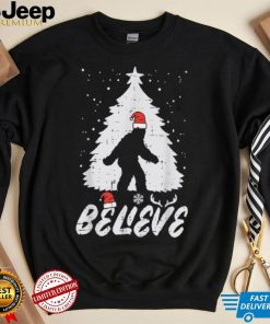 Believe Bigfoot Sasquatch Funny Christmas Men Kids Xmas Shirt