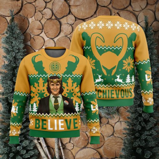 Believe Loki Marvel Ugly Christmas Sweater