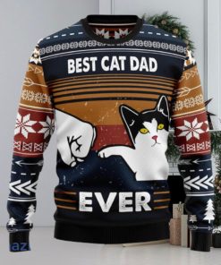 Best Cat Dad Ever Funny Christmas 3D Sweater