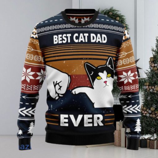 Best Cat Dad Ever Funny Christmas 3D Sweater