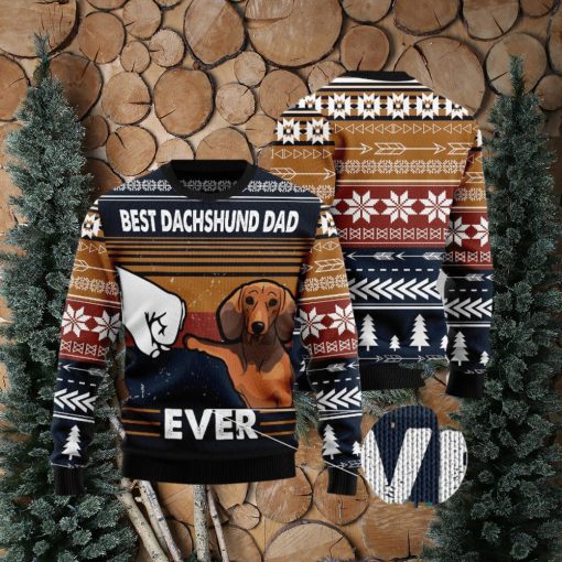 Best Dachshund Dad Ever Ugly Christmas 3D Sweater Gift For Men And Women