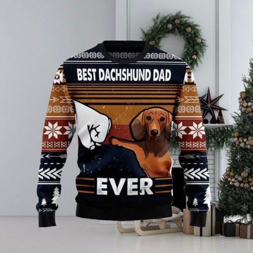 Best Dachshund Dad Ever Ugly Christmas Sweater 3D Gift Christmas Funny