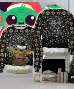 Best Orleans Saints Christmas Pattern Baby Yoda Sweater Best For Fans Gift Christmas