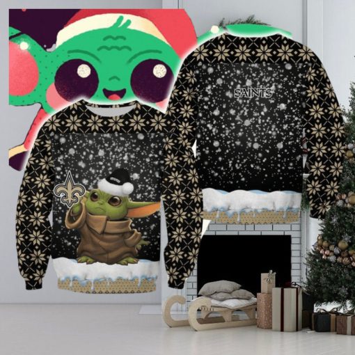 Best Orleans Saints Christmas Pattern Baby Yoda Sweater Best For Fans Gift Christmas