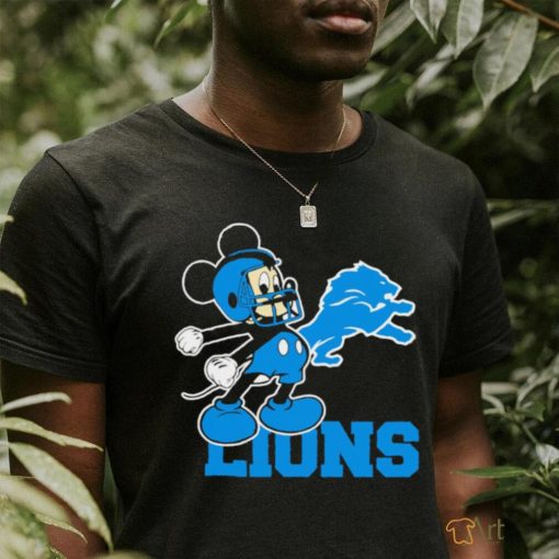 Best mickey Mouse cartoon NFL Detroit Lions football player helmet logo shirt