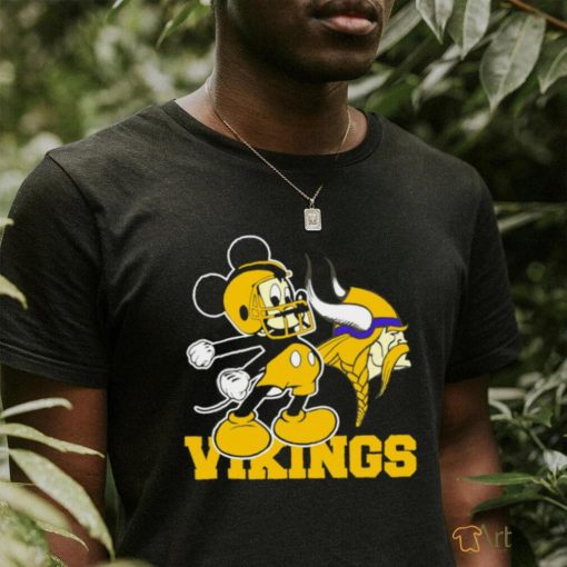 Best mickey Mouse cartoon NFL Minnesota Vikings football player helmet logo shirt