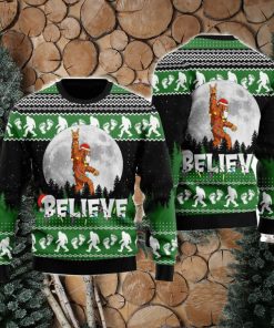 Bigfoot Believe 3D Ugly Christmas Sweater Gift For Family Christmas Gift