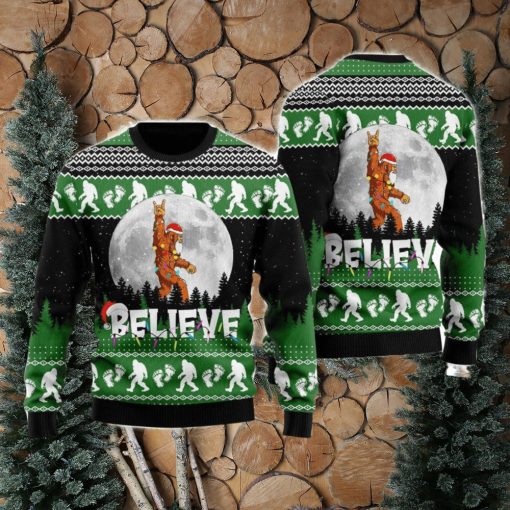 Bigfoot Believe 3D Ugly Christmas Sweater Gift For Family Christmas Gift