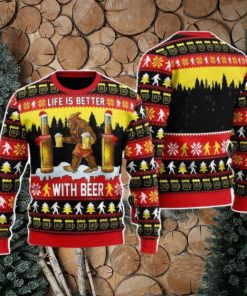 Bigfoot Christmas Is Better With Beer Christmas Unisex Ugly Sweater