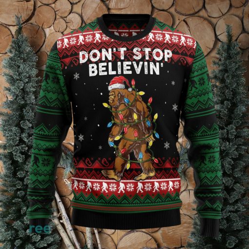 Bigfoot Don‘t Stop Believing Ugly Christmas Sweater Thankgiving Gift Men Women