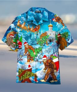 Bigfoot Festive Hawaiian Shirt, Santa Claus Shirt