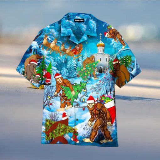 Bigfoot Festive Hawaiian Shirt, Santa Claus Shirt