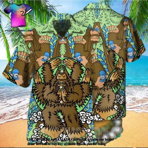 Bigfoot Funny Art All Over Print Hawaiian Shirt