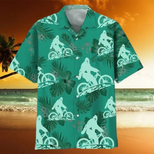 Bigfoot Riding Mountain Bike Hawaiian Shirt  Funny Hawaiian Shirt