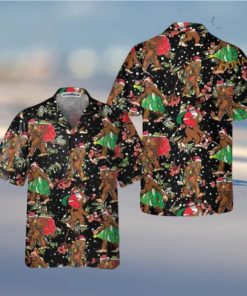 Bigfoot Santa Christmas Pattern Hawaiian Shirt, Funny Xmas Gifts