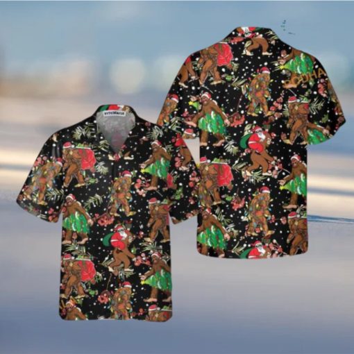 Bigfoot Santa Christmas Pattern Hawaiian Shirt, Funny Xmas Gifts