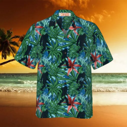 Bigfoot Silhouette Walking Bigfoot Hawaiian Shirt